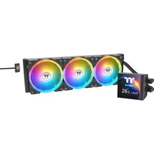 Thermaltake Magfloe 360 ​​​​ultra Argb Sync Aıo 360 Mm, 3,95" LCD 480X480, 3x Swafan EX12 Argb, Magforce 2.0, Sessiz, Intel LGA1851/1700, Amd Am5, Siyah