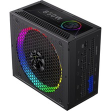 Gamemax Rgb 850G Güç Kaynağı Pc 850W Tam Modüler, 80 Plus Gold, Llc+Dc‑dc, Argb Sync, Japon Kapasitörler, 140 mm Argb Fdb Fan, 9 Koruma Fonksiyonu, 10 Yıl Garanti, Siyah
