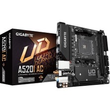 Gigabyte Gıgabyte A520I Ac Anakart - Amd Ryzen 5000 Serisi Am4 Cpu'ları, 6 Fazlı Dijital Vrm'yi, 5300MHZ Ddr4 (Oc), 1xpcıe 3.0 M.2, Wifi, Gbe Lan, USB 3.2 Gen1'i Destekler