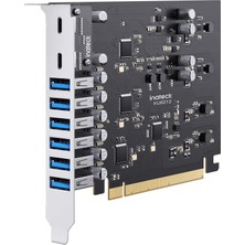 Inateck Pcıe USB 3.2 Gen 2 Kartı, USB C Güç Dağıtım Şarjı, 16 Gbps Toplam Bant Genişliğine Sahip 2 USB C Bağlantı Noktası ve 6 USB A Bağlantı Noktası, KU8212