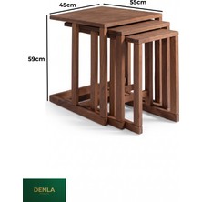 Denla Mobilya Modern Ahşap 3'lü Zigon Sehpa Takımı – Ceviz Rengi Minimalist Geometrik Yan Sehpa