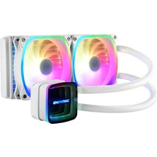Enermax Aquafusıon Adv Snow Edition Argb 240 mm Aıo Cpu Sıvı Soğutma Çift Odacıklı Intel LGA1700/AMD Am5 330W+ Tdp'yi Destekler (2x Squa Rgb Beyaz 120 Pwm Fan); ELC-AQFA240-SQA, Beyaz