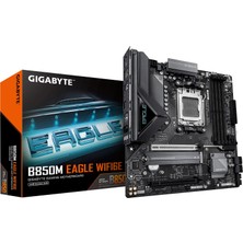 Gigabyte Gıgabyte B850M Eagle WIFI6E Amd Am5 Matx Anakart, Amd Ryzen 9000/8000/7000 Serisini Destekler, Ddr5, 8+2+2 Güç Fazı, 2x M.2, Pcıe 5.0, Usb-C, WIFI6E, 2.5gbe Lan, Ez-Latch, 3 Yıl Garanti