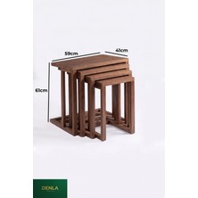 Denla Mobilya Ceviz Rengi Modern 4'lü Zigon Sehpa Takımı – Minimalist Küt Kesim Ahşap Salon Sehpası