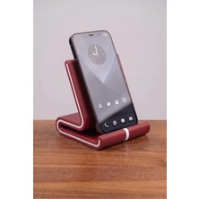 Vero Kırmızı Üzeri Beyaz Şeritli Masaüstü Telefon Tutucu ve Tablet Standı - Modern Oyuncu Aksesuarı