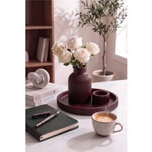 Senfoni Vazo Dekoratif Set - Modern Minimalist Estetik Tasarım Dekoratif Set - Pilli Mum, Mumluk ve Tepsi Dahil Ev Ofis Salon Dekorasyonu Için Şık Kompozisyon - Ahenk Tasarım
