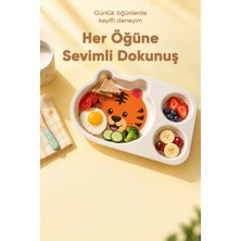 Wumboo 3 Bölmeli Hayvan Desenli Melamin Çocuk Tabağı-Ekstra Dayanıklı Bpa Free Beslenme Tabağı-Köpek