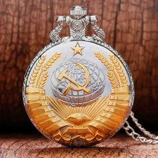 Gündüz Ticaret Çekiç ve Oraklı Retro Sovyet Amblemi Cep Saati Gold Gümüş