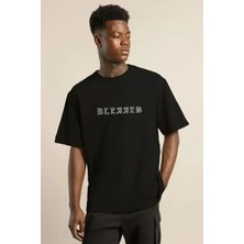 Ayessa Erkek Baskılı T-Shirt Kısa Kol Bisiklet Yaka Regular Fit Rahat Kalıp Günlük Tişört - Siyah Siyah - 2xl