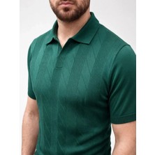 Ayessa Erkek Yazlık Triko Dokuma Tişört Kısa Kol Polo Yaka T-Shirt - Koyu Yeşil Koyu Yeşil - S