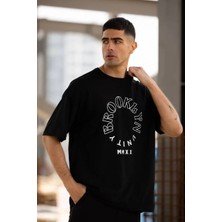 Ayessa Erkek Baskılı T-Shirt Kısa Kol Bisiklet Yaka Regular Fit Rahat Kalıp Günlük Tişört - Siyah Siyah - 2xl