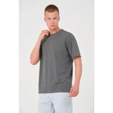 Ayessa Erkek Düz Bisiklet Yaka Tişört Kısa Kol Yazlık T-Shirt - Antrasit Antrasit - 2xl