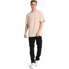 Ayessa Erkek Düz Penye Tişört Bisiklet Yaka Kısa Kol Regular Fit T-Shirt - Bej Bej - S