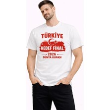 Ayessa Erkek Türkiye Baskılı Tişört Ay Yıldız 2026 Dünya Kupası Taraftar Forma T-Shirt - Beyaz Beyaz - L