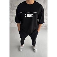 Ayessa Erkek Kısa Kol Yazlık Tişört Bisiklet Yaka Baskılı Oversize T-Shirt - Siyah Siyah - 2xl
