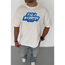 Ayessa Erkek Kısa Kol Yazlık Tişört Bisiklet Yaka Baskılı Oversize T-Shirt - Beyaz Beyaz - Xl