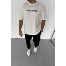 Ayessa Erkek Yazlık Baskılı Tişört Bisiklet Yaka Kısa Kol Regular Fit T-Shirt - Beyaz Beyaz - 2xl