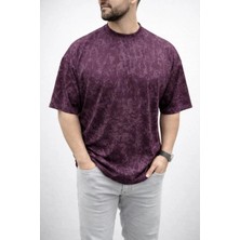 Ayessa Erkek Premium Tişört Osy Yumuşak Dokulu Yıkamalı Oversize T-Shirt - Bordo Bordo - 2xl