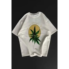 Ayessa Erkek Kısa Kol Yazlık Tişört Bisiklet Yaka Baskılı Oversize T-Shirt - Beyaz Beyaz - S