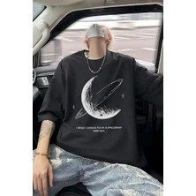 Ayessa Erkek Baskılı Tişört Kısa Kol Bisiklet Yaka Oversize T-Shirt - - Siyah Siyah - 2xl
