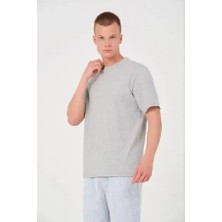 Ayessa Erkek Düz Penye Tişört Bisiklet Yaka Kısa Kol Regular Fit T-Shirt - Gri Gri - 2xl