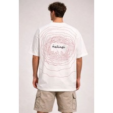 Ayessa Erkek Kısa Kol Yazlık Tişört Bisiklet Yaka Baskılı Oversize T-Shirt - Beyaz Beyaz - L
