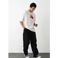 Ayessa Erkek Boks Eldiven Baskılı T-Shirt Kısa Kol Bisiklet Yaka Regular Tişört - Beyaz Beyaz - L