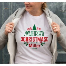 Ayessa Yılbaşı Merry Christmas Miller Baskılı Oversize Bisiklet Yaka T-Shirt - Beyaz Beyaz - S