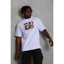 Ayessa Erkek Baskılı T-Shirt Kısa Kol Bisiklet Yaka Regular Fit Rahat Kalıp Günlük Tişört - Beyaz Beyaz - M