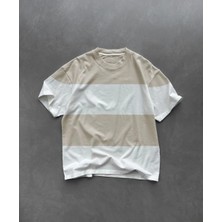 Ayessa Erkek  kısa Kol  Bisiklet Yaka Parçalı T-Shirt - Bej Bej - L