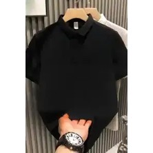 Ayessa Erkek Polo Yaka Pike Kumaş Yazlık Tişört Düğmeli Düz Kısa Kol T-Shirt - Siyah Siyah - 2xl