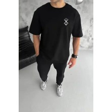 Ayessa Erkek Kısa Kol Yazlık Tişört Bisiklet Yaka Baskılı  T-Shirt - Siyah Siyah - 2xl