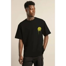 Ayessa Erkek Kısa Kol Yazlık Tişört Bisiklet Yaka Baskılı Oversize T-Shirt - Siyah Siyah - 2xl
