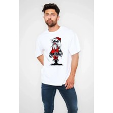 Ayessa Erkek Kısa Kol Tişört Bisiklet Yaka Yeni Yıl Baskılı T-Shirt - Beyaz Beyaz - 2xl