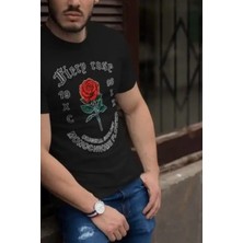 Ayessa Erkek Tişort Bisiklet Yaka Baskılı Kısa Kol T-Shirt - Siyah Siyah - 2xl