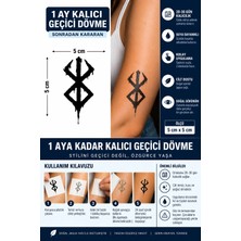 1 Ay Kalıcı 24 Saat Sonra Kararan 5x5 cm Minimal Berserk Model Geçici Dövme Tattoo