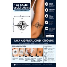 1 Ay Kalıcı 24 Saat Sonra Kararan 5x5 cm Minimal Pusula Model Geçici Dövme Tattoo