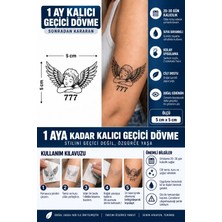 1 Ay Kalıcı 24 Saat Sonra Kararan 5x5 cm 777 Melek Dövme Model Geçici Dövme Tattoo