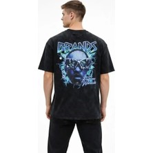 Ayessa Erkek Asit Yıkamalı Oversize Tişört Bisiklet Yaka Kısa Kol T-Shirt - Siyah Siyah - 2xl