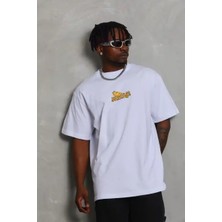 Ayessa Erkek Kısa Kol Yazlık Tişört Bisiklet Yaka Baskılı Oversize T-Shirt - Beyaz Beyaz - 2xl