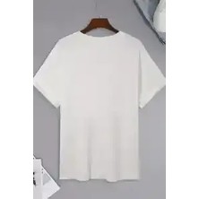 Ayessa Erkek Kısa Kol Yazlık Tişört Bisiklet Yaka Baskılı Oversize T-Shirt - Beyaz Beyaz - S
