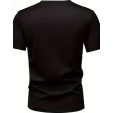 Ayessa Erkek Kısa Kol Yazlık Tişört Bisiklet Yaka Baskılı Oversize T-Shirt - Siyah Siyah - 2xl