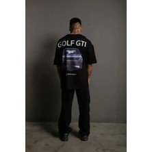 Ayessa Erkek Oversize Tişört Golf Gtı Retro Araba Baskılı T-Shirt - Siyah Siyah - 2xl
