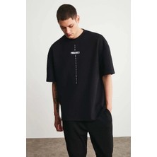 Ayessa Erkek Baskılı T-Shirt Kısa Kol Bisiklet Yaka Regular Fit Rahat Kalıp Tişört - Siyah Siyah - 2xl