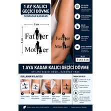 1 Ay Kalıcı 24 Saat Sonra Kararan 5x5 cm Minimal Father ve Mother (Anne ve Baba) Yazılı Model Geçici Dövme Tattoo