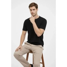 Ayessa Erkek Bisiklet Yaka Yazlık Kısa Kol Düz Tişört Regular Kalıp T-Shirt - Siyah Siyah - 2xl