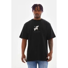 Ayessa Erkek Baskılı T-Shirt Yazlık Kısa Kol Bisiklet Yaka Tişört - Siyah Siyah - 2xl