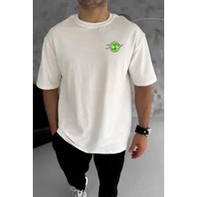 Ayessa Erkek Kısa Kol Tişört Bisiklet Yaka Rick And Morty Baskılı T-Shirt - Beyaz Beyaz - S