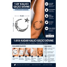 1 Ay Kalıcı 24 Saat Sonra Kararan 5x5 cm Minimal Tc Ay Yıldız Yazılı Model Geçici Dövme Tattoo