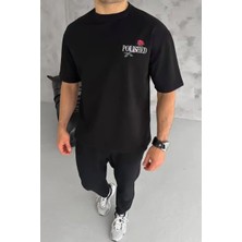Ayessa Erkek Kısa Kol Yazlık Tişört Bisiklet Yaka Baskılı Oversize T-Shirt - Siyah Siyah - 2xl